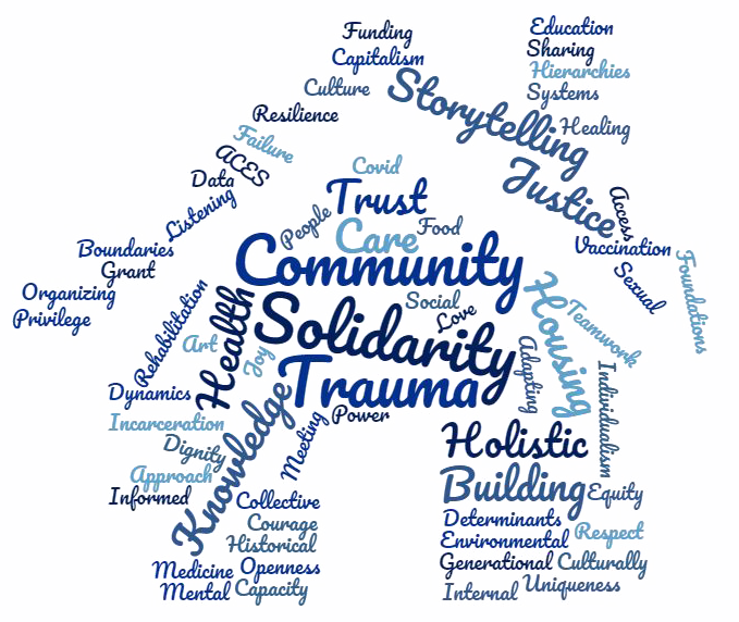 Public Health wordcloud in the shape of a house