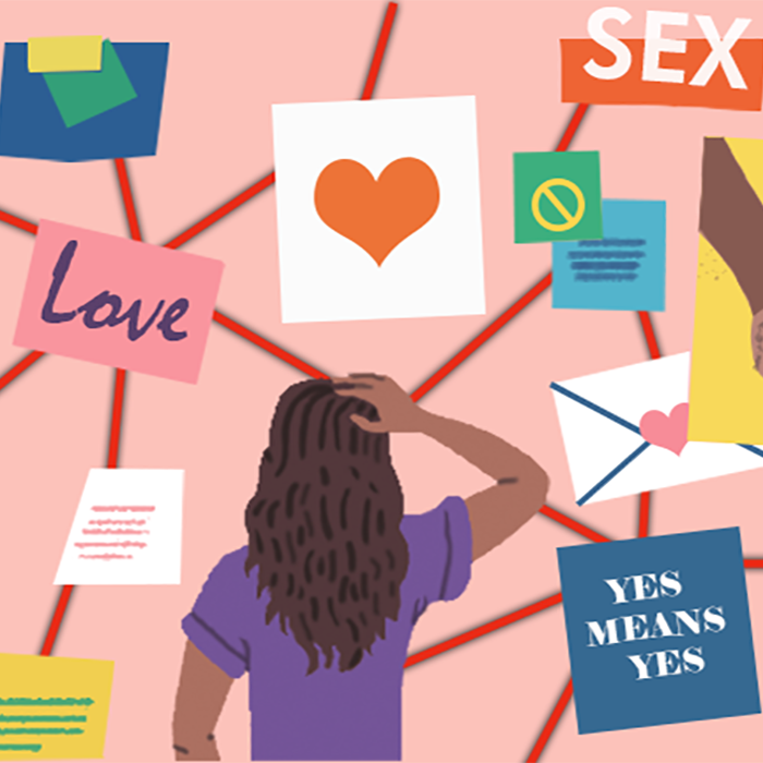 Graphic of sexual health icons